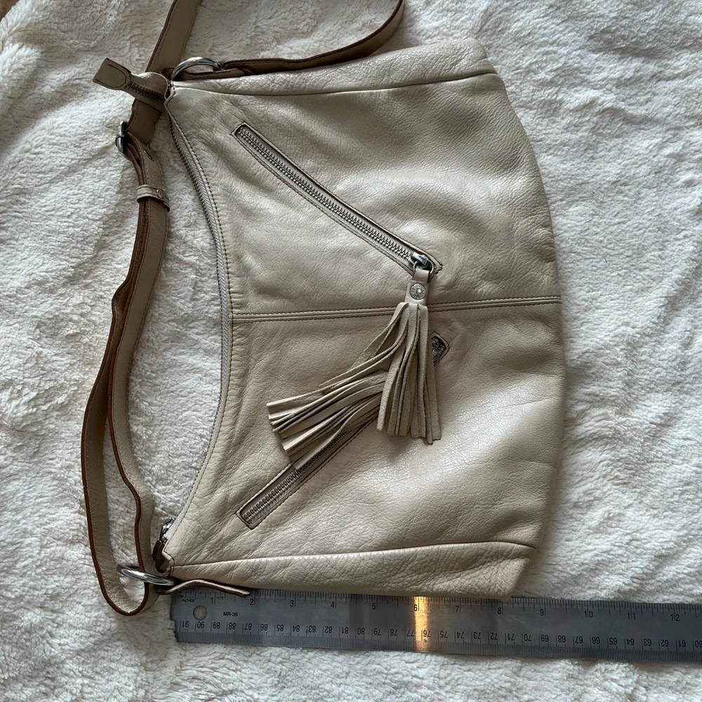 Prune Cream Leather Shoulder / Crossbody Bag - Picture 13 of 15